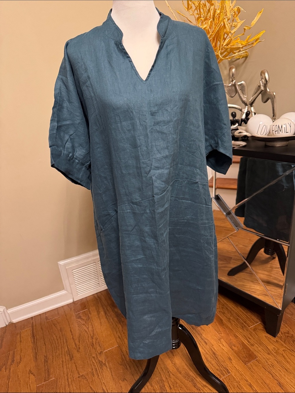 Lisa Bayne 100% Linen Midi Dress Size XL pre-owned